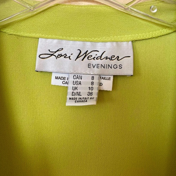 Vintage 3 piece evening dress Lori Weidner size 8 lime green & blue w/ bolero - Picture 7 of 7